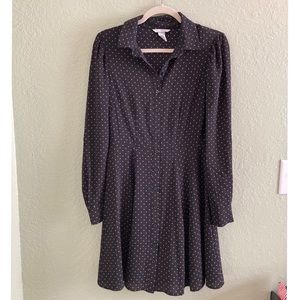 H&M Long Sleeve Black Polka dot Dress NWOT Size 4